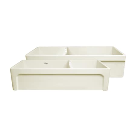 Whitehaus Farmhaus Fireclay Large Reversible Sink And Small Bowl, Biscuit WHQDB5542-BISCUIT